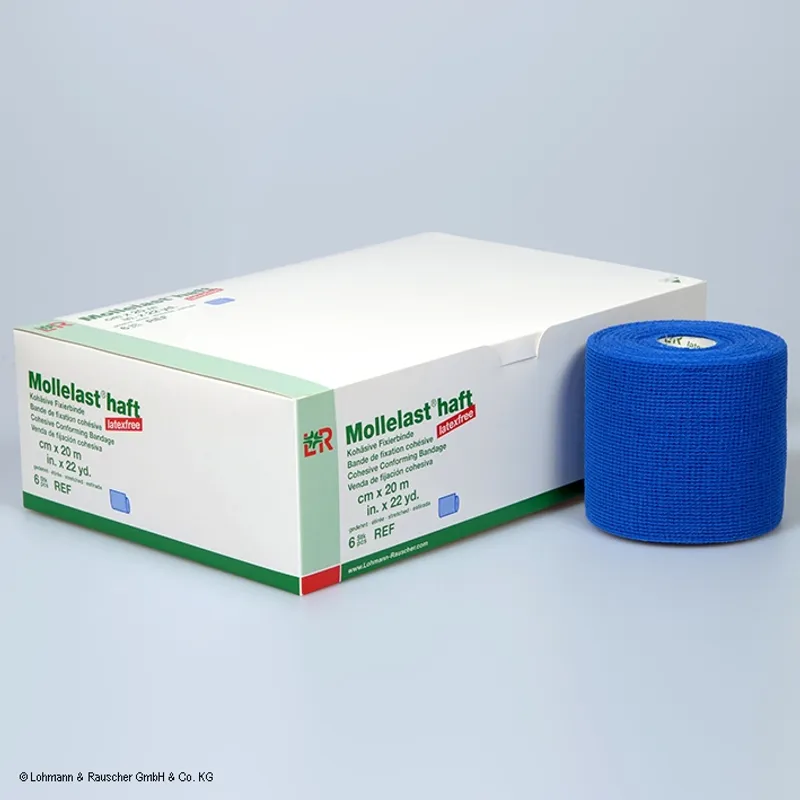 Mollelast haft color latexfrei, Fixierbinden blau, 20 m x 8 cm (6 Stck.)