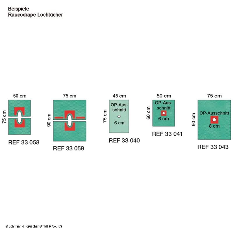 Raucodrape Lochtücher steril, 2-lagig, 45 x 75 cm, Loch-Ø 6 cm (130 Stck.)