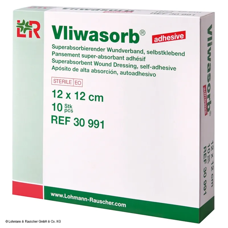 Vliwasorb adhesive Wundverband steril, selbstklebend, 12 x 12 cm (10 Stck.)