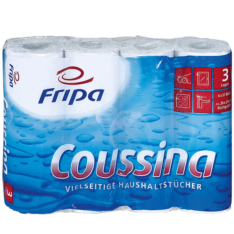 Fripa - Coussina Küchenrollen, 3-lagig (8 Pack à 4 x 51 Bl.)