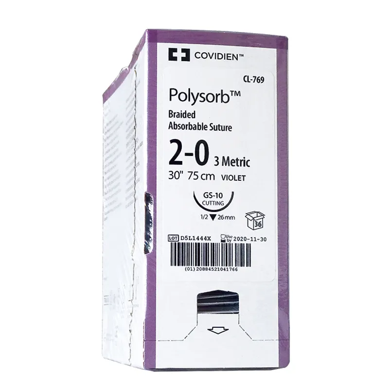 Polysorb geflochten GS-10 2/0=3 violett, Nahtmaterial Fadenlänge 75 cm (36 Stck.)