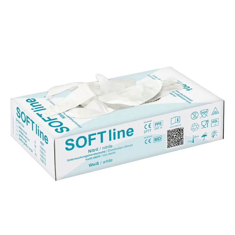 SOFT line Nitril U.-Handschuhe weiß, Gr. S unsteril puderfrei (100 Stck.)