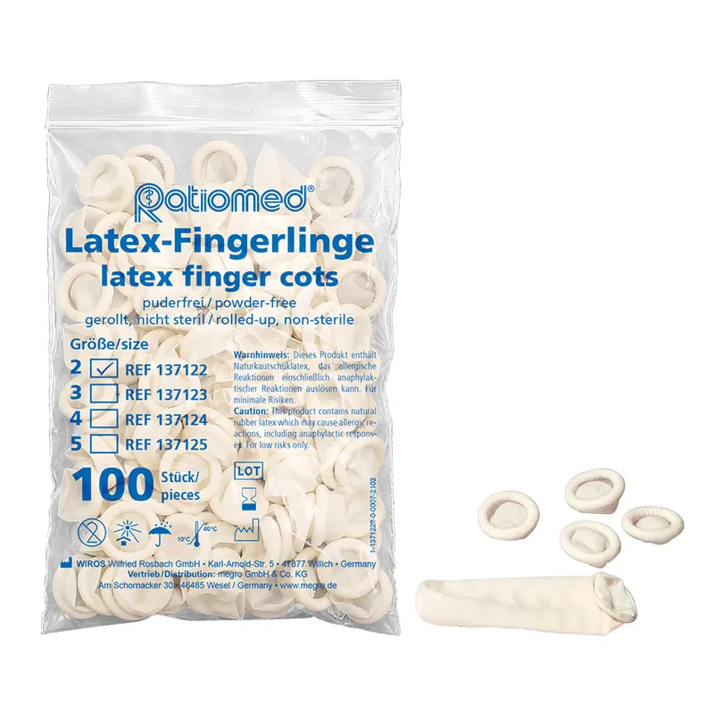 Fingerlinge ratiomed Latex S Gr. 2, (100 Stck.)