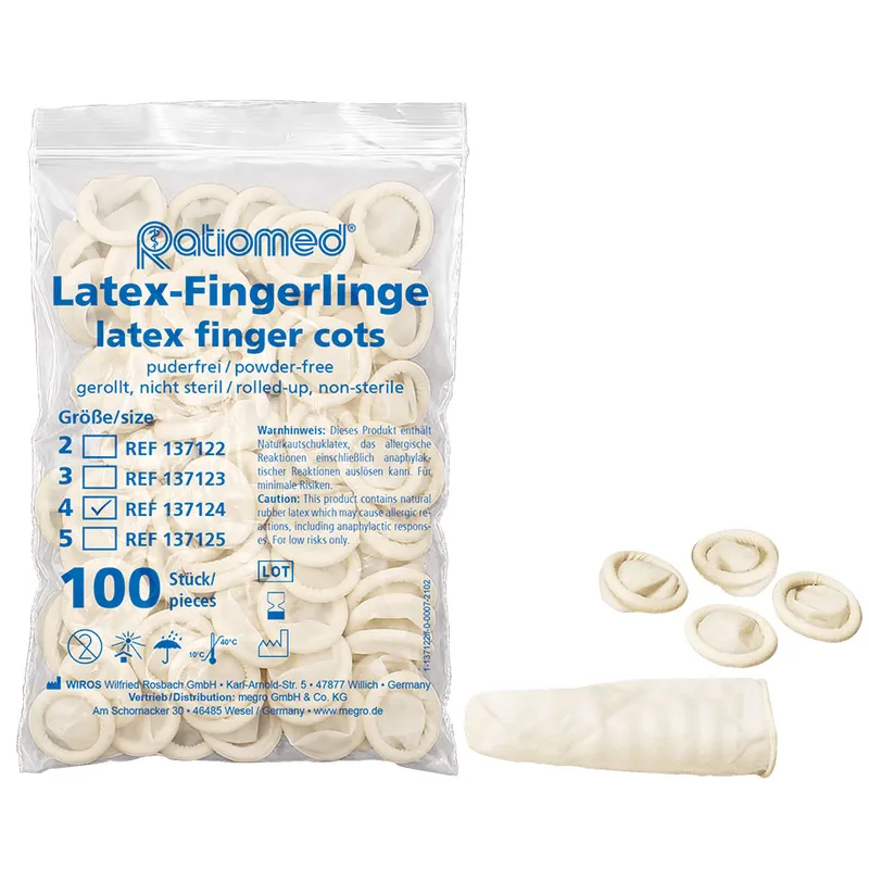 WiroTIP PF Fingerlinge Latex, L Gr. 4 (100 Stck.)