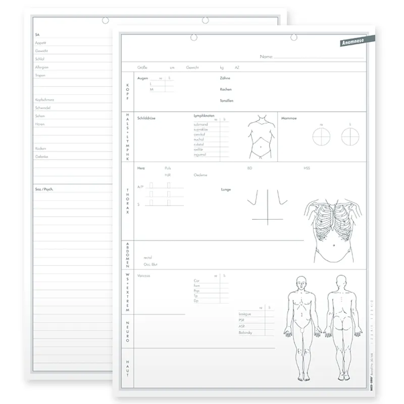 Anamnesebogen DIN A4, Typ Allgemeinmedizin (500 Stck.)