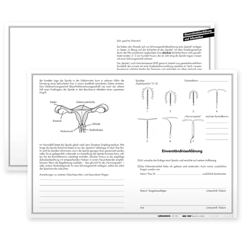 Information u. Einverständniserklärungen, Typ Gynäkologie (100 Stck.)