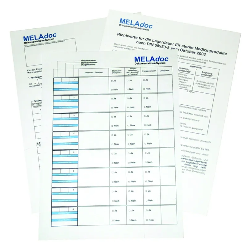 MELAdoc Dokumentationsblätter, (10 Blöcke à 100 Blatt)