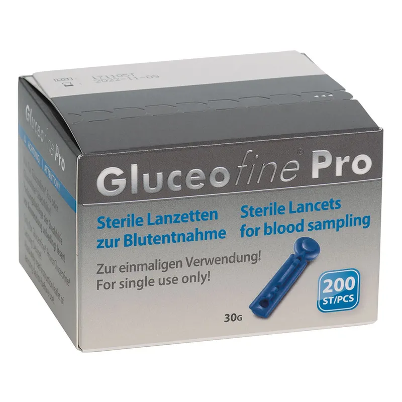 Gluceofine Pro Blutentnahme-Lanzetten, steril, 30 G (200 Stck.)