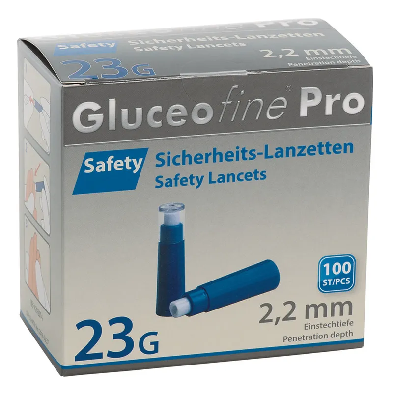 Gluceofine Pro Safety Sicherheitslanzetten 23 G x 2,2 mm (100 Stck.)