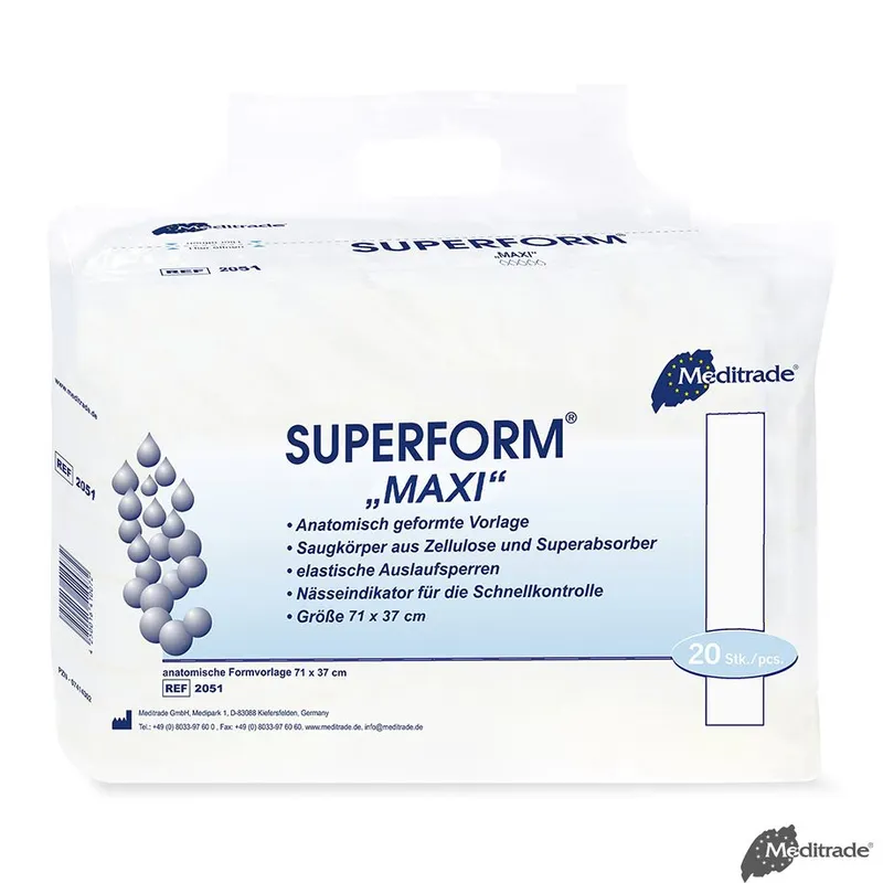 Superform Maxi Inkontinenzvorlagen, weiß, 71 x 37 cm (4 x 20 Stck.)