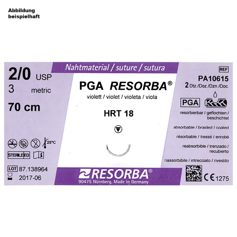 PGA-RESORBA HRT 18 4/0=1,5 violett, Nahtmaterial Fadenlänge 70 cm (24 Stck.)