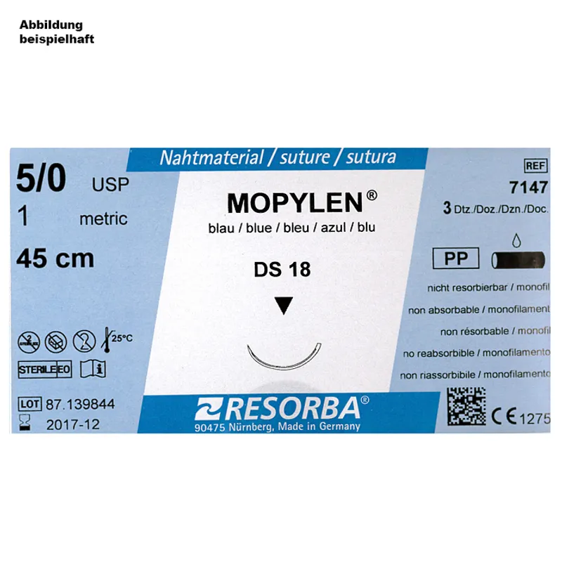 MOPYLEN DS 13 5/0=1 blau monofil, Nahtmaterial Fadenlänge 45 cm (36 Stck.)