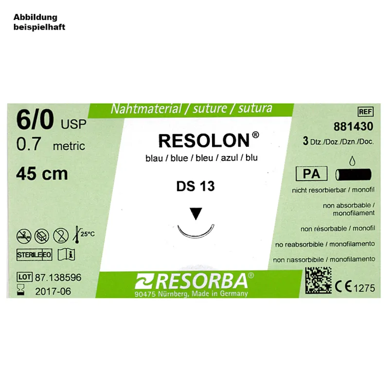 RESOLON DS 18 F 4/0=1,5 blau monofil, Nahtmaterial Fadenlänge 45 cm (36 Stck.)