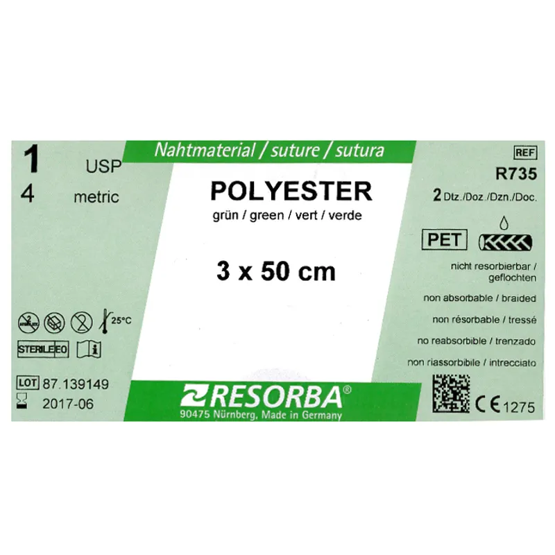 POLYESTER 1=4 grün geflochten, Nahtmaterial Fadenlänge 3x50cm (24Stck.)