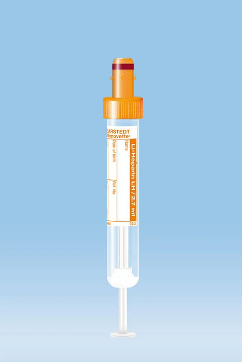 S-Monovetten 2,7 ml, 75 x 13 mm Lithium-Heparin, Papieretikett, steril (50Stck.)