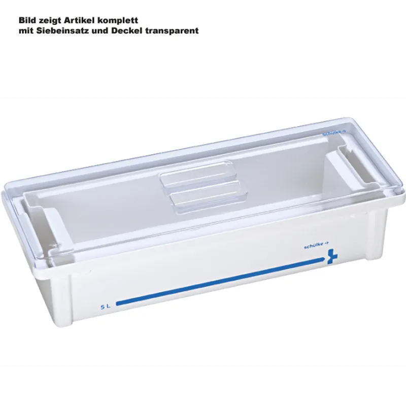 Instrumentenwanne 5 Ltr. kpl., mit Siebeinsatz und Deckel transparent