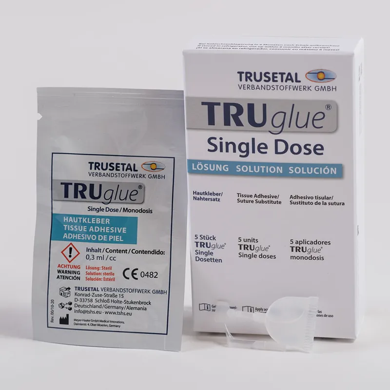 TRUGLUE Einmal-Haut- und Wundkleber, Single Dosen (5 Dosetten à 0,3 ml)