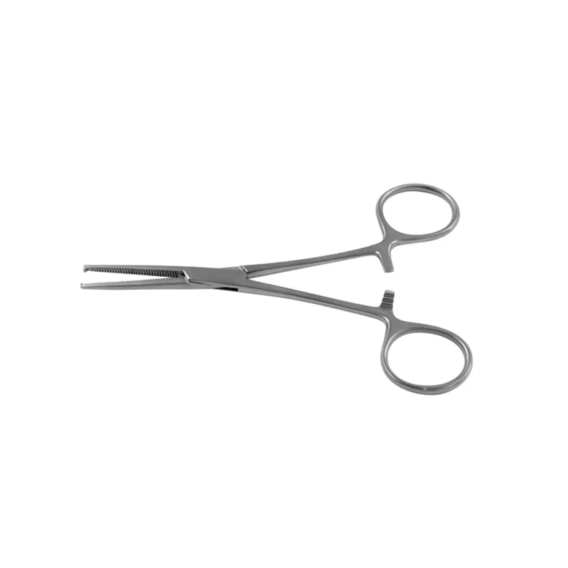 Kocher Arterienklemme grazil, 1 x 2 Zähne, gerade, gerieft, 14 cm