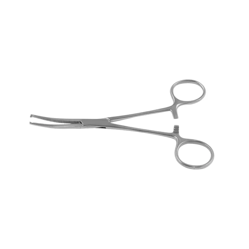 Kocher Arterienklemme grazil, 1 x 2 Zähne, gebogen, gerieft, 14 cm